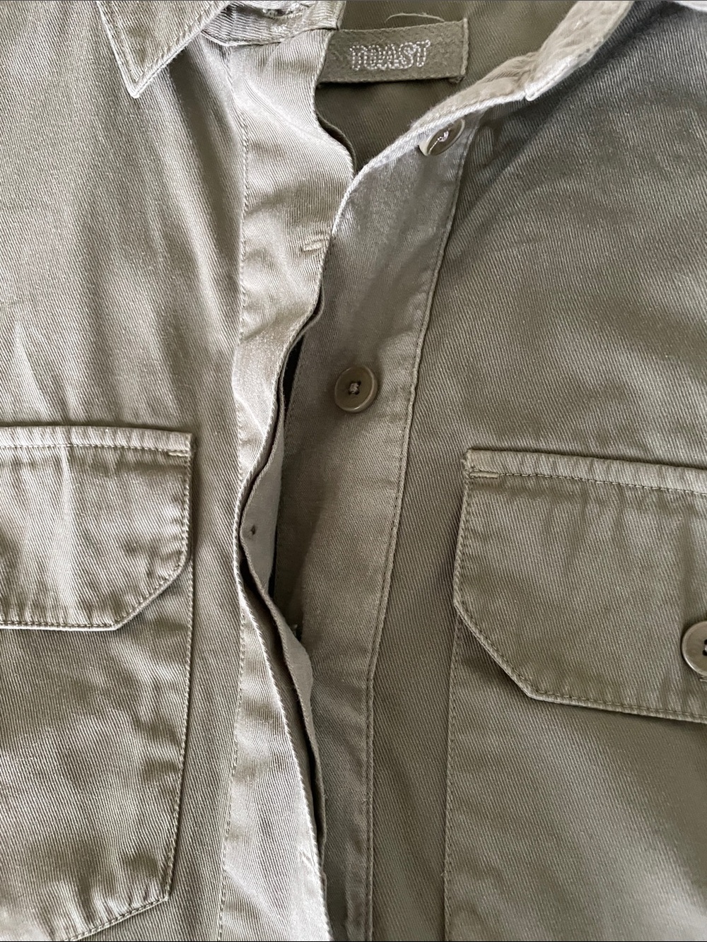 Toast UK Olive Camp Shirt UK size 10 - Picture 7 of 7